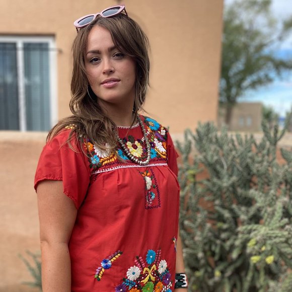 Embroidered Mexican Chiapas Floral Dress - Picture 3 of 5